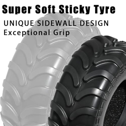 1.3" Tires for SCX24 & TRX4M 63.2 26.7mm RC Crawler Tires Upgrades with Foam Inserts Compatible with Traxxas Axial 1/18 1/24 Scale RC Cars Aggressive Mud Terrain Sticky Crawler Design - size: 1.3-66mm-rzt