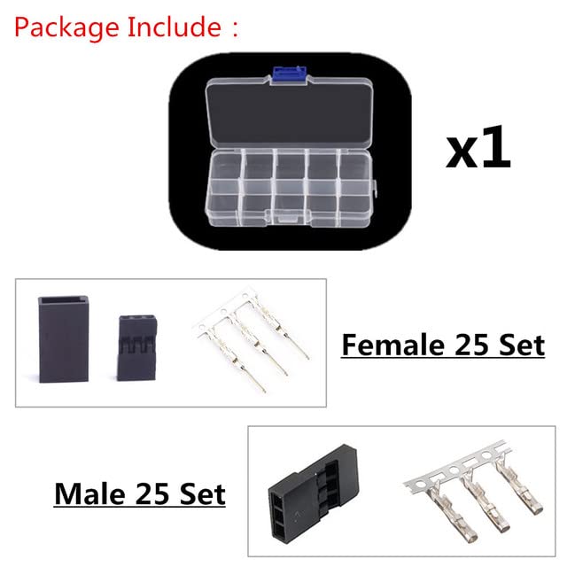 50PCS DIY Servo Extension Cable JR/Futaba Connector Male/Female Plug with 2.54 Terminal for RC Robot Airplane Car Servo ESC (Mix x50 Ordinary) - style: MIX x50 Ordinary