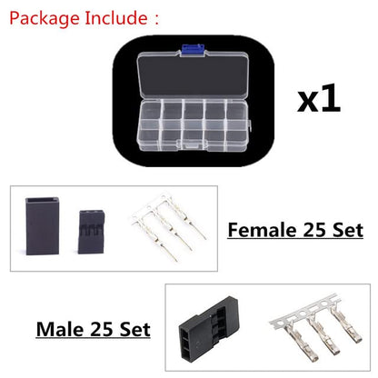 50PCS DIY Servo Extension Cable JR/Futaba Connector Male/Female Plug with 2.54 Terminal for RC Robot Airplane Car Servo ESC (Mix x50 Ordinary) - style: MIX x50 Ordinary