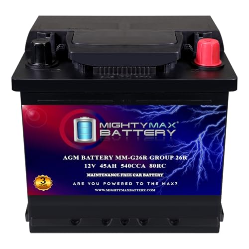 Mighty Max Battery MM-G26R BCI Group 26R 12V 45AH, 80RC, 540 CCA, Rechargeable SLA AGM Battery - style: Group 26R