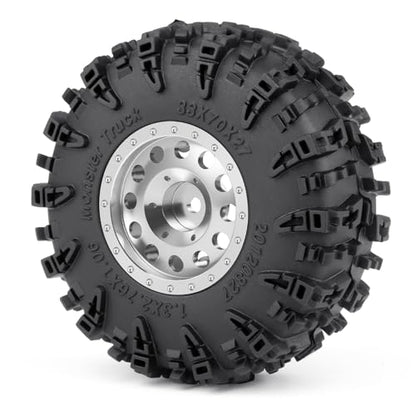 1.3" Aluminium RC Beadlock Wheels and Tires Set for TRX4M SCX24 1/18th 1/24th RC Crawler Car Upgrade Parts (A Style) - color: A style