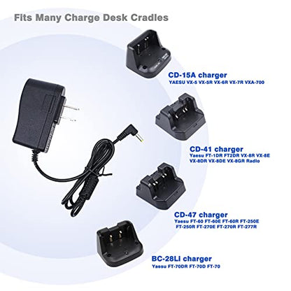 PA-48B SAD-24B Charger DC Adapters and Cables Replacement Yaesu/Vertex NC-86B NC-72B NC-88B Compatible for Yaesu Radio FT-60 FT-60R FT-1DR FT-2DR VX-5R VX-6R VX-7R VX-8R & CD-41 CD-47 CD-15A Charger