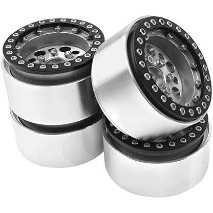 4Pack ShareGoo Aluminum Alloy 1.9" Beadlock Wheel Rims Hubs Compatible with Traxxas TRX4 Axial SCX10 RCAWD D90 D110 Tamiya CC01 1/10 RC Crawler Car (Silver) - color: Silver