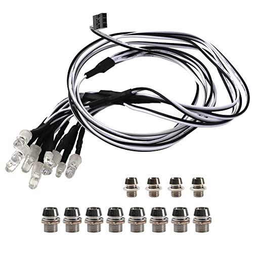 RC 12 LED Headlight 5mm/3mm LED Light Compatible with Traxxas TRX-4 Axial SCX10 II 90046 D90 D110 1/10 RC Crawler Car