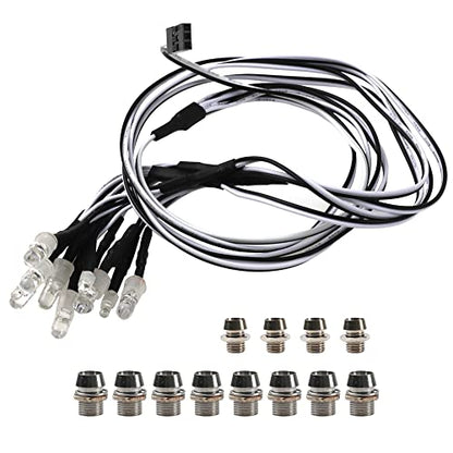 RC 12 LED Headlight 5mm/3mm LED Light Compatible with Traxxas TRX-4 Axial SCX10 II 90046 D90 D110 1/10 RC Crawler Car