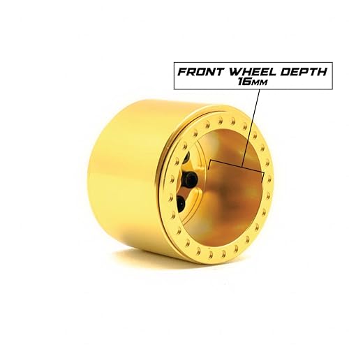 1UP Wheels 1.0" Island Ultra Wide Premium Wheels | Gold | for Axial SCX24, AX24, Traxxas TRX4-M, Redcat Ascent-18, FMS FCX18, 7mm Hex Vehicles - Aluminum Beadlock Wheels - color: Gold