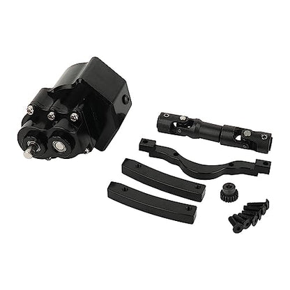 All Metal Front Planetary Motor Transmission Prefixal Gearbox Transfer Case with Hardened Steel Drive Shaft for 1/10 RC Crawler Car Axial SCX10 & SCX10 II 90046 Upgrade Parts (Black) - color: Black