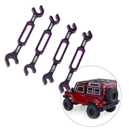 Fabater 4PCS RC Wrench, 3.0mm 3.2mm .5mm .7mm 4.0mm 5. 5.5mm 6. Aluminum Alloy Turnbuckle Nut Ball Joint Double End Spanner, Universal Repair Tool for RC Car Boat Drone (Purple) - color: Purple