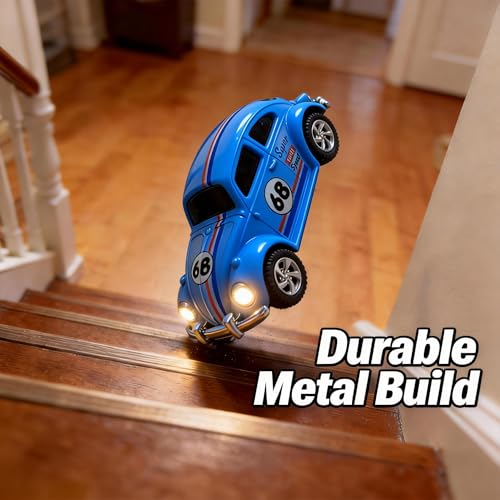 Mini Retro RC Car, 1/64 Scale Mini Beetle, 2.4Ghz & APP Remote Control (Blue) - color: Blue
