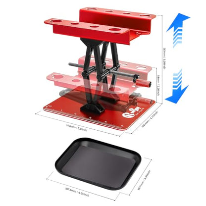 RC Stand Lift Lower Adjustable w/Screw Tray for 1/8 1/10 1/12 RC Car, Red | Aluminum RC Car Work Stand Repair for 1/8 1/10 1/12 RC Car Crawler Traxxas Slash TRX4 Axial SCX10 Arrma Redcat Losi - color: Red