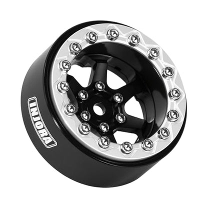 INJORA 1.3" Aluminium -5.25mm Offset Wheels for 1/24 1/18 RC (Black) - color: Black