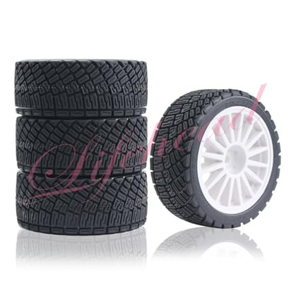 Lifehead 67mm RC On-Road Rally Car Tires and Wheels for 1/10 RC On-Road Touring Drift Car HSP Tamiya XV01 TT01 TT02B HPI Kyosho FAZER MK2 /12mm Hex - color: White C