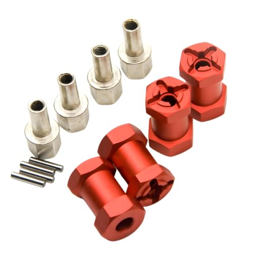 RC 12mm Wheel Hex Drive Hubs Combiner Coupler Aluminum 15mm/20mm/25mm/30mm Offset Extension Longer Combiner Drive Adapter for 1/10 Axial SCX10 Wraith RC Car Upgrade Parts (Red - 20mm) - color: Red - 20mm