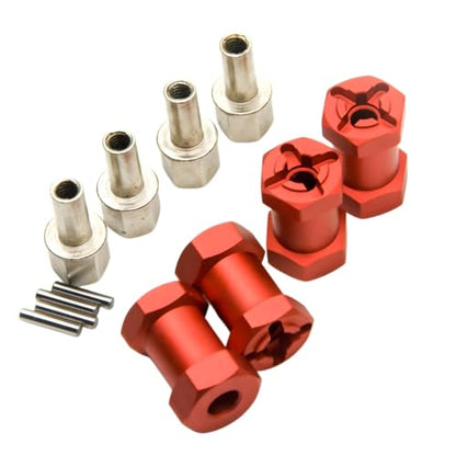 RC 12mm Wheel Hex Drive Hubs Combiner Coupler Aluminum 15mm/20mm/25mm/30mm Offset Extension Longer Combiner Drive Adapter for 1/10 Axial SCX10 Wraith RC Car Upgrade Parts (Red - 20mm) - color: Red - 20mm