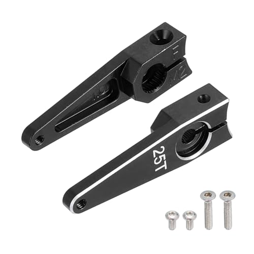 MECCANIXITY Aluminum Alloy 1 inch 25T Steering Servo Arm Horn Black for Car/Boat/Airplane Boat Accessories Pack of 2 - color: Black