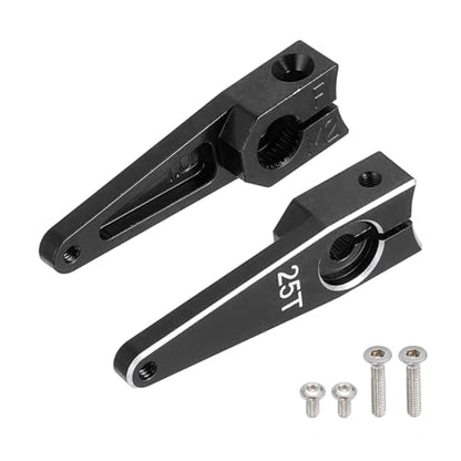 MECCANIXITY Aluminum Alloy 1 inch 25T Steering Servo Arm Horn Black for Car/Boat/Airplane Boat Accessories Pack of 2 - color: Black