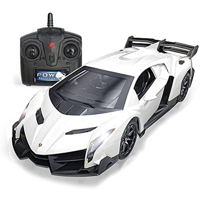 Remote Control Car Lamborghini Licensed 1:24 RC Car 2.4G,White | Veneno Officially Licensed LED Lights Toy RC Cars Model Vehicle for Boys 6,7,8 Years Old - color: White