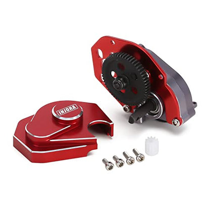 INJORA CNC Aluminum Complete Transmission Gearbox for SCX24 AX24, Red - color: Red