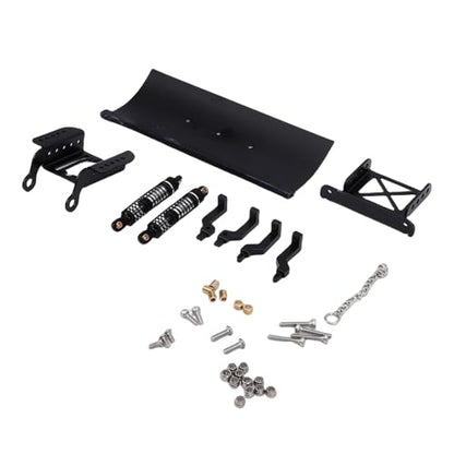 Zunate 1/18 Scale RC Metal Snow Plow Replacement for Crawler, Alloy Front Shovel with Shock Absorption for Winter Scenes & Obstacle Clearing (Black) - color: Black