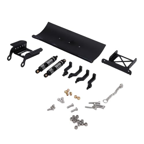 1/18 RC Metal Snow Plow, Alloy Replacement Snow Plow, Hydraulic Damping for RC Crawler Car with Shock Absorption for Winter Scenes & Obstacle Clearing (Black) - color: Black