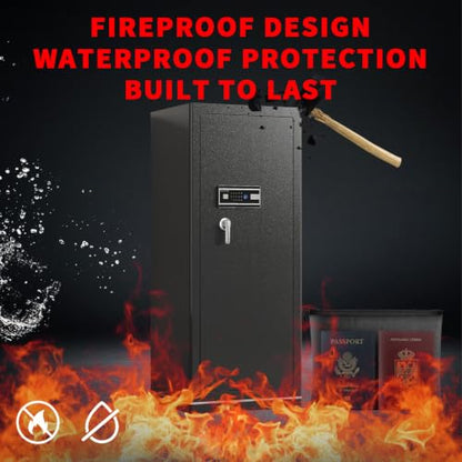 FABAO Wifi Smart Home Safe,17.5 Cuft Extra Large Fireproof safe Box,Heavy Duty Digital Security Safe with Built-In Drawer and Removable Shelves,Anti-theft Document Safes for Money Jewelry Valuables - size: 17.5 Cubic Feet
