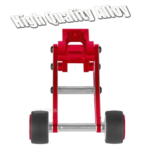 Aluminum Adjustable Wheelie Bar Set Upgrades Part for 1/14 MJX 14209 14210 H14BM High Speed RC Car,RC Adjustable Front Stand Up Wheel Hops Up,Red - color: Red - (Wheelie Bar)