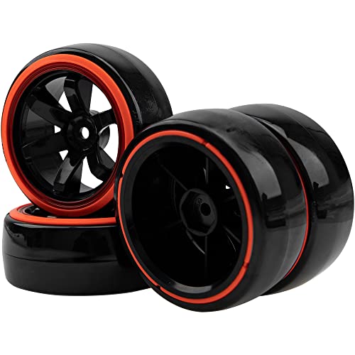 1/10 RC Drift Car Tires Hard Plastic Tyre & 12mm Hex Hub Wheel Rims 6 Spoke & 1/10 RC Drift Car Tires Hard Plastic Tyre & 12mm Hex Hub Wheel Rims 6 Spoke