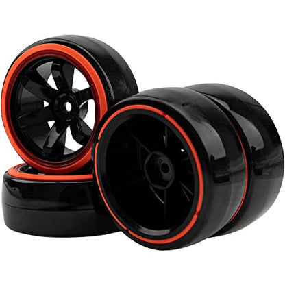 1/10 RC Drift Car Tires Hard Plastic Tyre & 12mm Hex Hub Wheel Rims 6 Spoke & 1/10 RC Drift Car Tires Hard Plastic Tyre & 12mm Hex Hub Wheel Rims 6 Spoke
