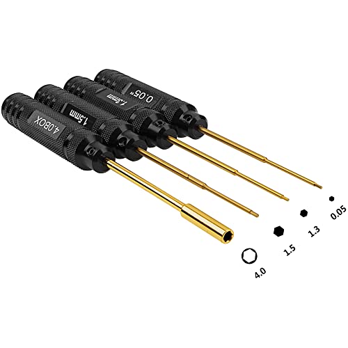 H0.05'' 1.3mm 1.5mm 4.0mm(Box) Handle Allen Hex Screwdrivers Screw Driver Tool Ki Repair Compatible with Axial 1/24 SCX24 1/18 RC Car Drone Boat