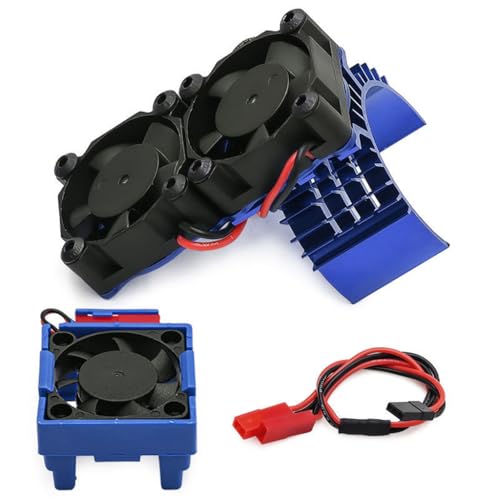 ESC/Motor Cooling Fan Heatsink Set RC Parts for TRAXXAS VXL-3S Slash/Rally/Bandit/Stampede 2WD 4WD RC Car (Blue) - color: Blue
