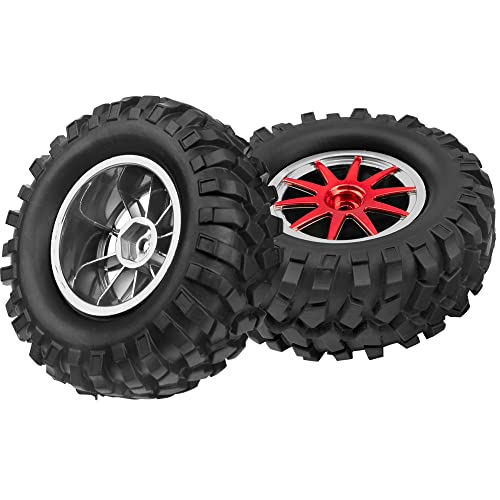 10-Spoke OD96mm Rubber Tires & Plastic Wheels Rim 12mm Hex Hub 1.9" RC Tires Compatible with Axial SCX10 Tamiya CC01 D90 TF2 HSP 1/10 Off-Road Crawler Car