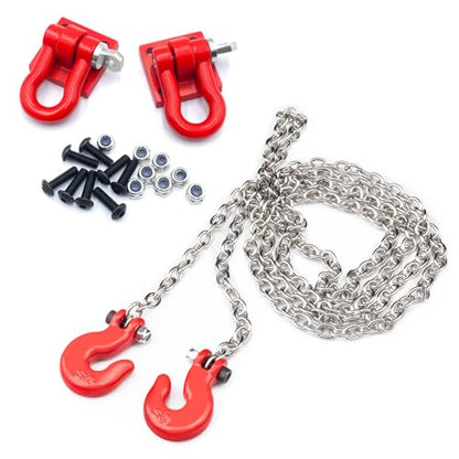 MORLORDY 2Pcs 1/6 Tow Hook Winch Shackles and Trailer Chain kit for 1/6 Axial SCX6 AXI05000 RC Truck Upgrade Part