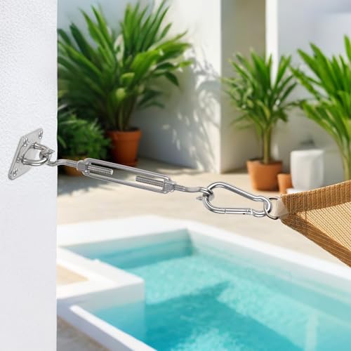 YOFIT 6 Inch Turnbuckle, 6 Pcs Shade Sail Hardware with Stainless Steel Turnbuckles Kit Hook and Hook Turnbuckle Tensioner for Sun Shade Cables Wire Rope Patio Outdoor - size: 6 Inch Turnbuckle-6 pcs