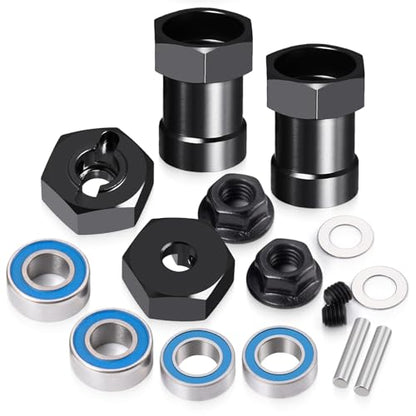 Aluminum Alloy Wheel Hex Hubs Adapter 12mm RC Hex Combiner, Black | With Bearing, For 1/10 Tamiya DT03T RC Car, Upgrade Accessories - color: Black