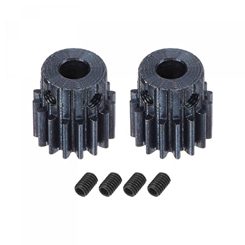 uxcell 1Mod 16T Pinion Gear 6mm Bore Hardened Steel Motor Rack Spur Gear with Step for RC Car Truck Buggy Gear Drive, 2 Set