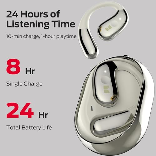 Monster Open Ear AC360, Bluetooth 6.0 Headphones with24H Playtime, IPX5 Waterproof, Touch Control, Wireless Rotary Earphone with Lanyard, Lightweight Comfort Fit for Sports/Running/Gym
