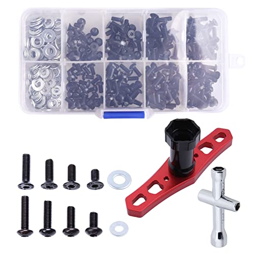 351PCS RC Screws Kit Bolts Hardware Fasteners RC Wheel Wrench Repair Tool Box Set Hobby Universal Spare Accessories for Traxxas Arrma Axial Redcat Tamiya HPI SCX10 Losi 1/8 1/10 Scale RC Car Crawler