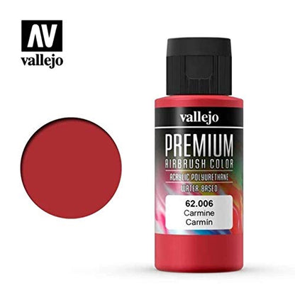 Vallejo - Premium Color RC Carmine 2.02 Fl.Oz. (60 ml) for Airbrushing, Acrylic-Polyurethane Hybrid Resin of Great Resistance Paint for Model and Hobby Use - style: Carmine