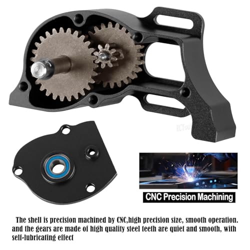 RC LCG Transmission Gearboxes Upgrades Part for 1/10 SCX10 SCX10 II 90046 90047 RC Crawler Car,Aluminum Alloy Gearbox Transmission Hop Ups,Black - color: Black - (Upgrades)