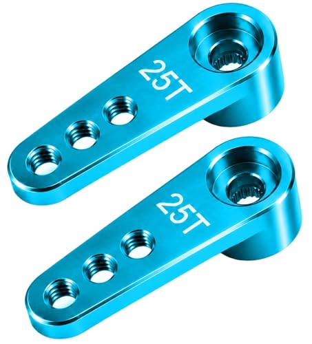 2PCS 25T Aluminum Servo Horn, 3-Hole RC Steering Arm for Futaba Savox MG995 | CNC Aluminum Servo Arm M3 Thread Adjustable Linkage 12mm 16mm 20mm Positions 1/8 1/10 RC Power HD MG996 Crawler Buggy Truck - color: Skyblue