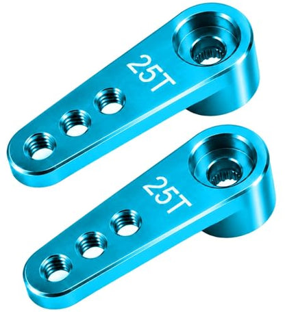2PCS 25T Aluminum Servo Horn, 3-Hole RC Steering Arm for Futaba Savox MG995 | CNC Aluminum Servo Arm M3 Thread Adjustable Linkage 12mm 16mm 20mm Positions 1/8 1/10 RC Power HD MG996 Crawler Buggy Truck - color: Skyblue