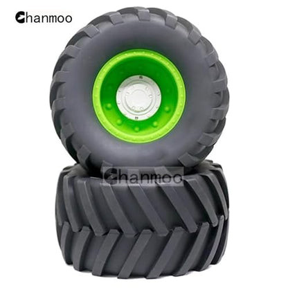 1/8 RC Monster Truck Tires and 17mm Hex Wheels Rims Rubber Buggy Tyres for 1:8 Scale Off Road Truck Car Kaiju Tmaxx E-Revo 3.3 Arrma Kraton 6S Typhon 3S Traxxas Maxx HPI Redcat 4PCS (Green) - color: Green