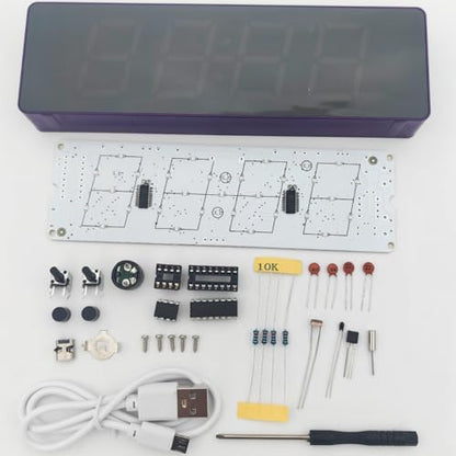 DIY Soldering Practice Kit, Digital Alarm Clock Soldering Kit, 4-Digit Display, RGB Color Modes, Electronic Soldering Project