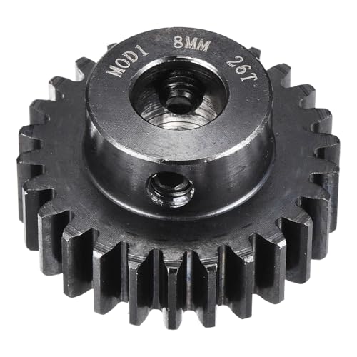 MECCANIXITY 1M 26T 40 Chrome Steel Motor Pinion Gears, 1.1" x 1.1" RC Motor Gears Fits 8mm Shaft Bore for RC Vehicles Truck Drift Remote Control Car Off-Road Crawler Parts, Black - style: 26T