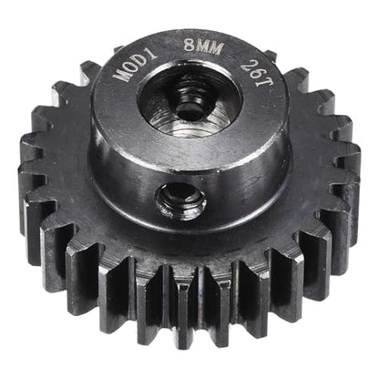 MECCANIXITY 1M 26T 40 Chrome Steel Motor Pinion Gears, 1.1" x 1.1" RC Motor Gears Fits 8mm Shaft Bore for RC Vehicles Truck Drift Remote Control Car Off-Road Crawler Parts, Black - style: 26T
