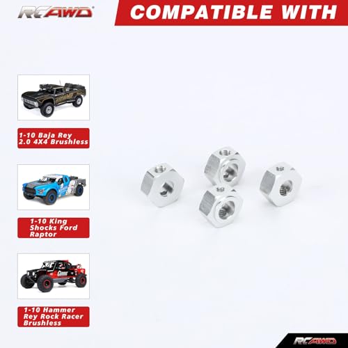 RCAWD Baja Rey Wheel Hex Hub for Losi 1/10 Baja Rey 4WD 1/10 Hammer Rey U4 Rock Racer Upgrades Part