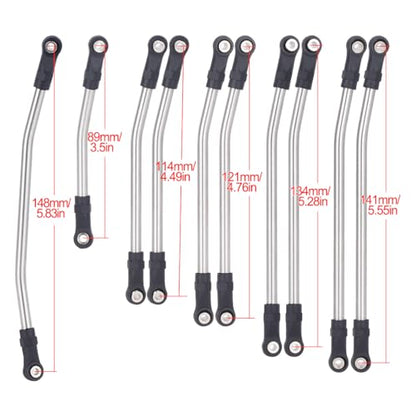 10pcs Stainless Steel Link Rod Linkage 324mm Wheelbase for 1/10 Scale TRX4 RC Crawler Car Upgrade Parts
