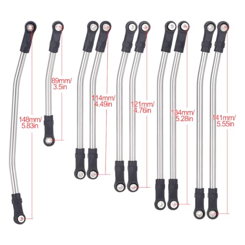 10pcs Stainless Steel Link Rod Linkage 324mm Wheelbase for 1/10 Scale TRX4 RC Crawler Car Upgrade Parts