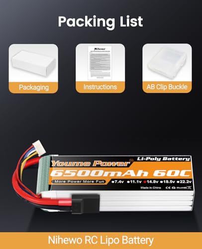 4S Lipo Battery 14.8V 6500mA 60C fit for RC Truck Vehicle Drone 2pcs | 4S Battery 14.8V 6500mAh Tr Plug Soft Case Compatible with Maxx X-Maxx RC Buggy Truggy Crawler Monster Car Helicopter Boat