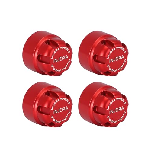 INJORA M2 Wheel Lock Nuts with Aluminum Cap for 1/24 RC Crawlers Upgrade(Red) - color: Red